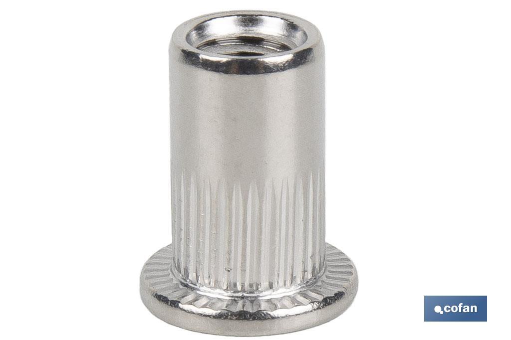 TUERCAS REMACHABLES RANURADAS ANCHAS INOX A-2 M10 (PACK: 200 UDS)