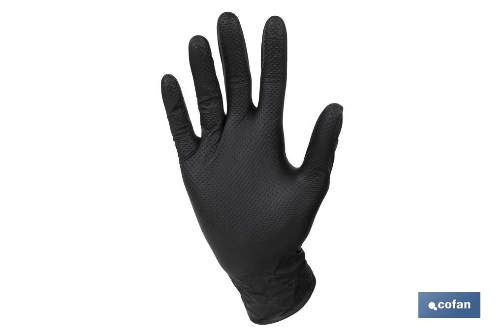 CAJA 100 UDS. GUANTES DE NITRILO NEGRO DIAMANTADO 8,5 G TALLA M (PACK: 1 UDS)
