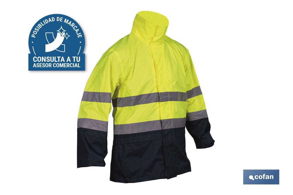 CHAQUETA DE LLUVIA DE ALTA VISIBILIDAD MODELO SAGITARIO AMARILLA Y AZUL TALLA M (PACK: 1 UDS)