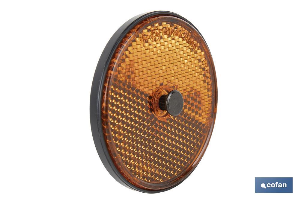 CATADIÓPTRICO REDONDO ÁMBAR Ø 60 MM CON TORNILLO (PACK: 1 UDS)