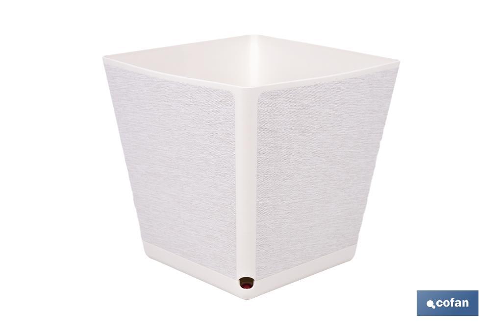 MACETA O MACETERO GAMA TEXTIL CUADRADA COLOR BLANCO PP 180 X 180 X 180 MM 3,7 L VENTA UNITARIA (PACK: 1 UDS)