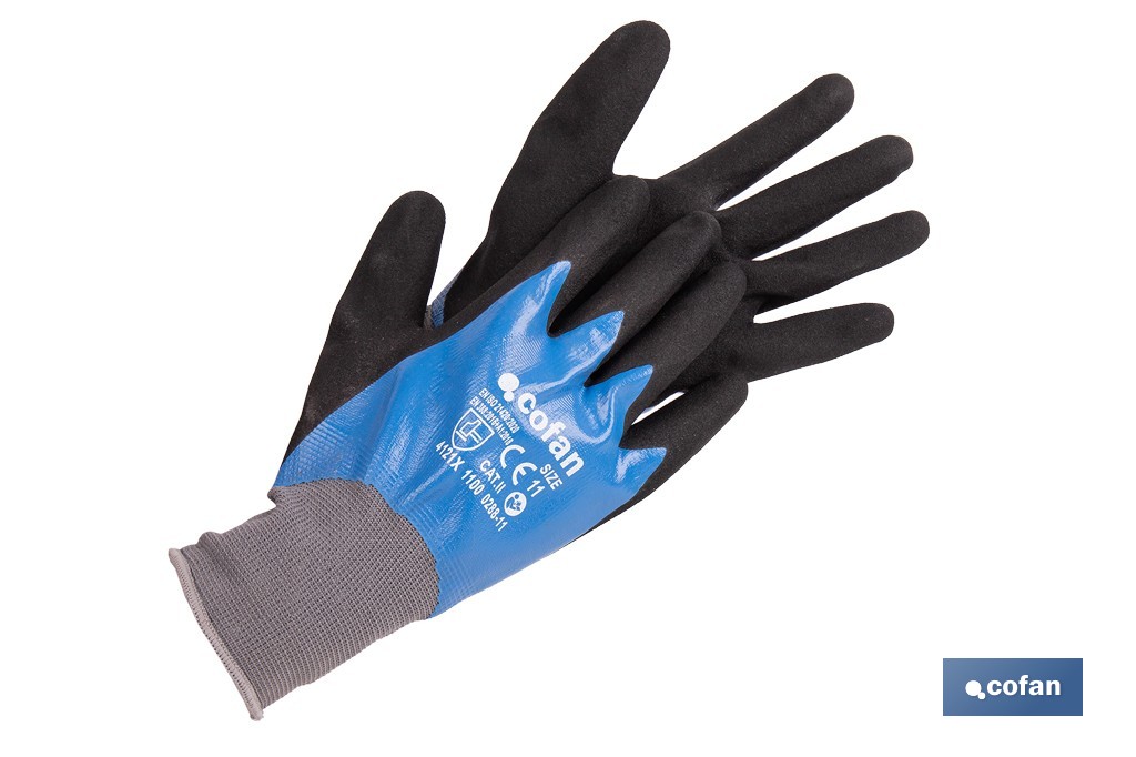 GUANTE IMPREGNADO DE NITRILO AZUL SANDY DOBLE CAPA TALLA 10