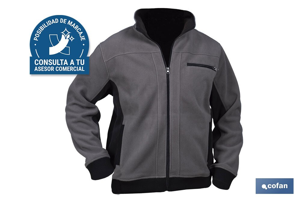CHAQUETA POLAR MODELO WALKER 370 G/M GRIS-NEGRO TALLA L