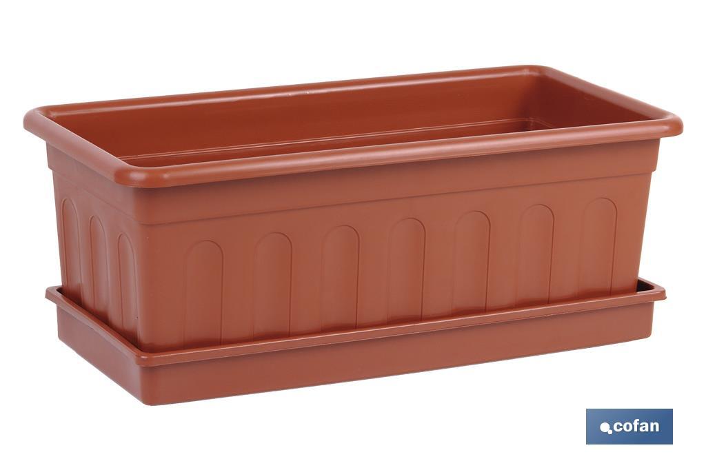 JARDINERA MARRON MODELO AZAHAR 60 X 22 X 15+ PLATO 60 X 22 CM venta unitaria (PACK: 1 UDS)