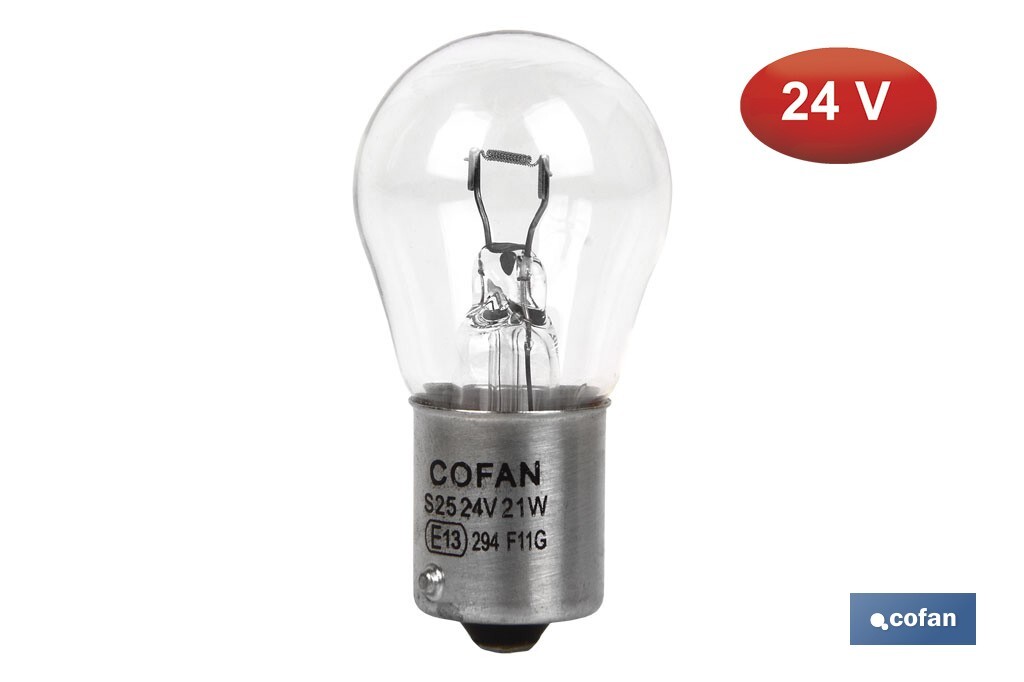 Lámpara de 1 porlo P21 W (BA15s) 24 V